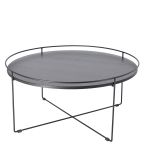 Großer Couchtisch CLOCK aus Metall und Holz in Eiche wenge von Jan Kurtz - 80 cm Durchmesser runder Couchtisch aus Metall und Holz in Eiche wenge (80 cm) - CLOCK von Jan Kurtz