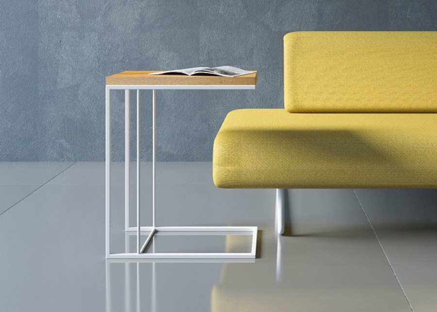 FELIX Beistelltisch Couch Tischplatte Eiche filigranes Metallgestell_900x750