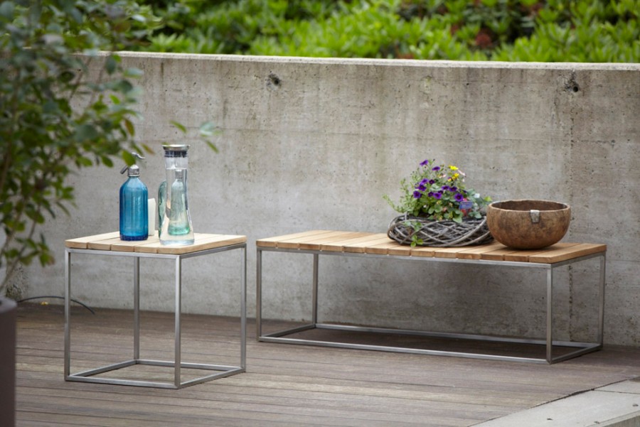 Beistelltisch aus Holz und Edelstahl LUX von Jan Kurtz HolzDesignPur