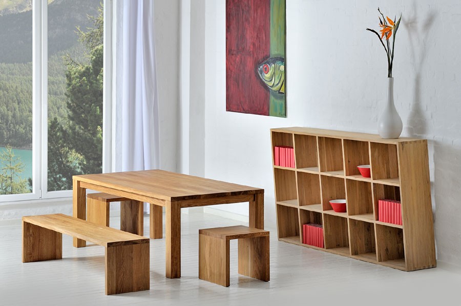 Massiver küchentisch holztisch cubus vitamin design